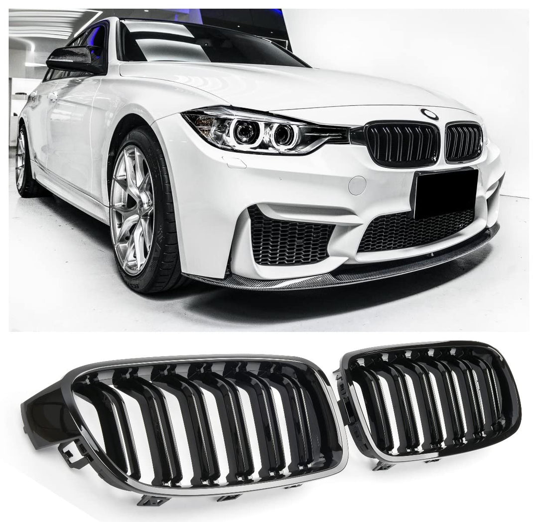 Kühlergrill BMW 3er F30 F31 Doppelsteg Glanz Schwarz Sport-Design
