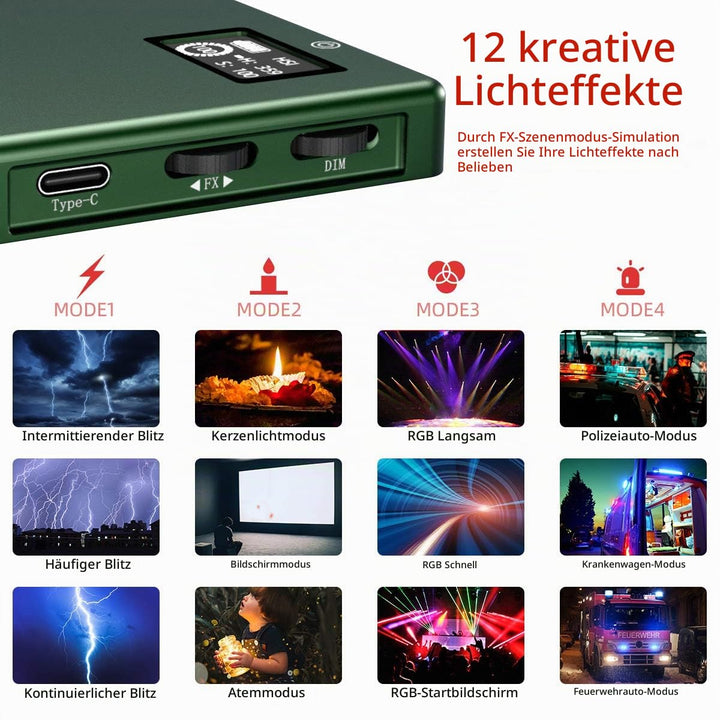 LED Videoleuchte RGB Aluminium 2500K-8500K dimmbar mit Akku - Bild 3