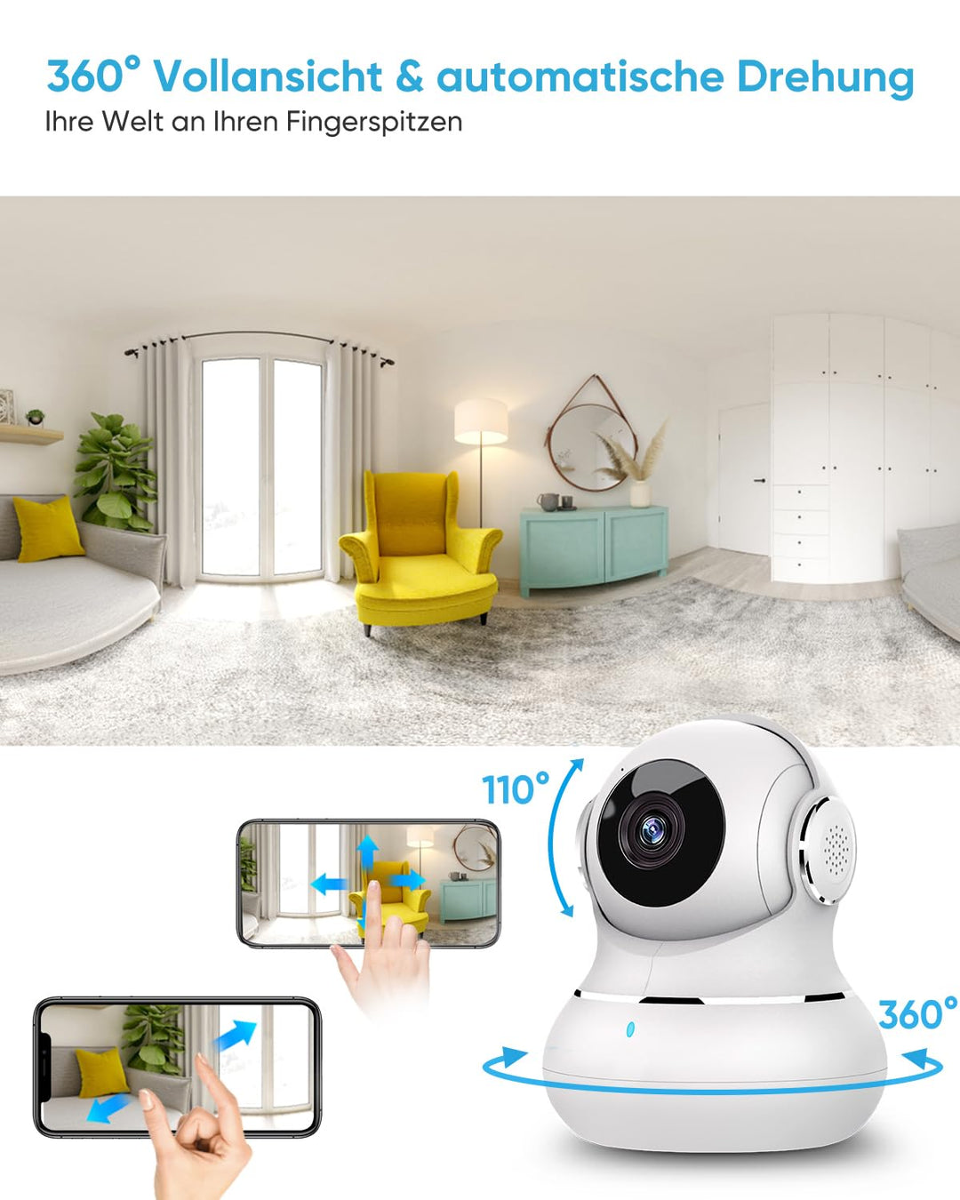 Überwachungskamera Innen 2K WLAN 2er-Set mit Nachtsicht und Personenerkennung - Bild 3