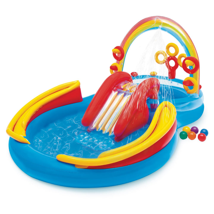 Aufstellpool Kinder mit Wassersprüher und Rutsche 297x193x135 cm