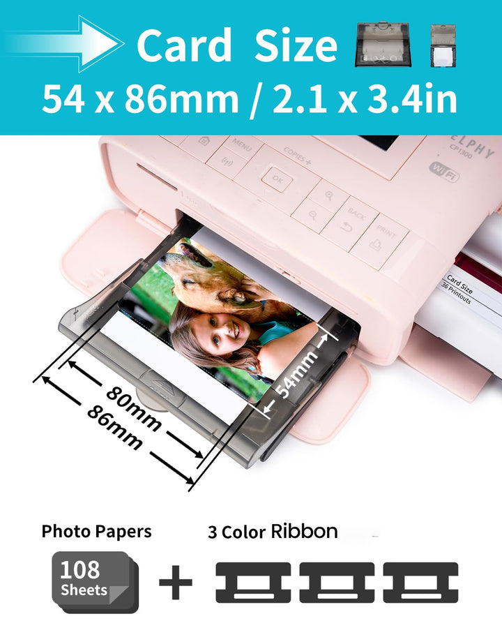 Fotopapier mit Farbband Kartenformat 54x86mm 108 Blatt für Canon Selphy - Bild 2