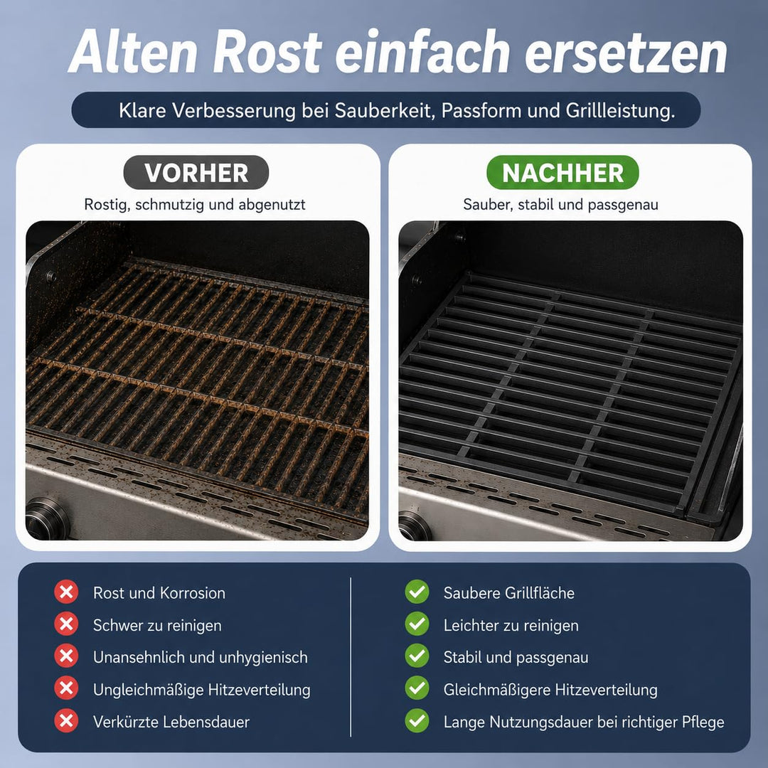Gusseisen Grillrost 2er-Set für Weber Spirit 300 Serie 44,5x30cm - Bild 4