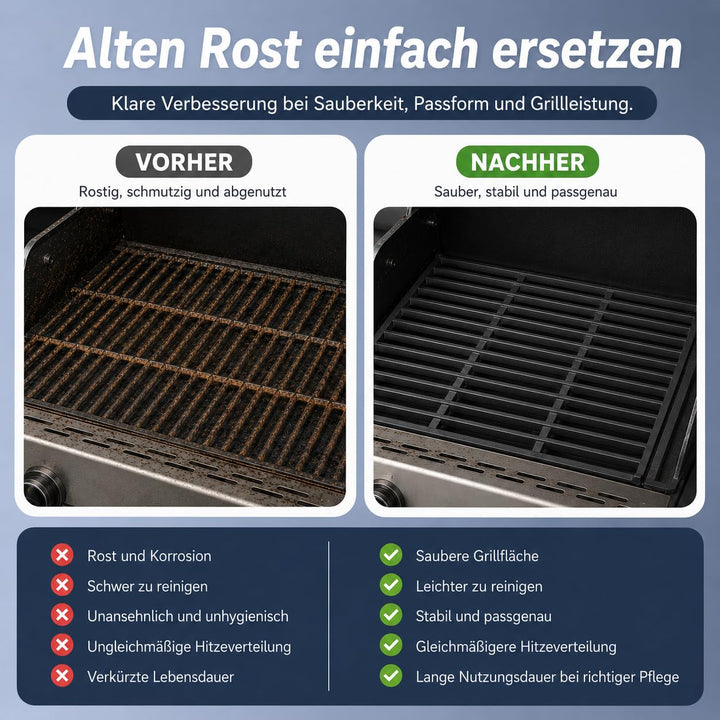 Gusseisen Grillrost 2er-Set für Weber Spirit 300 Serie 44,5x30cm - Bild 4