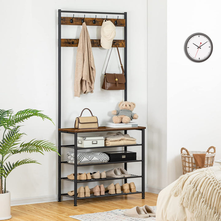Garderobenständer mit Schuhregal 5 Ebenen Industrie-Design Flur - Bild 2