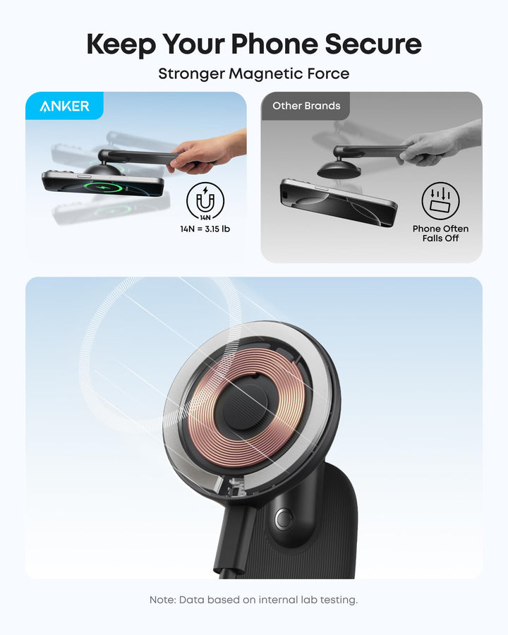 Kabelloses Kfz-Ladegerät Qi2 15W 360° schwenkbar für iPhone 12–16 - Bild 5