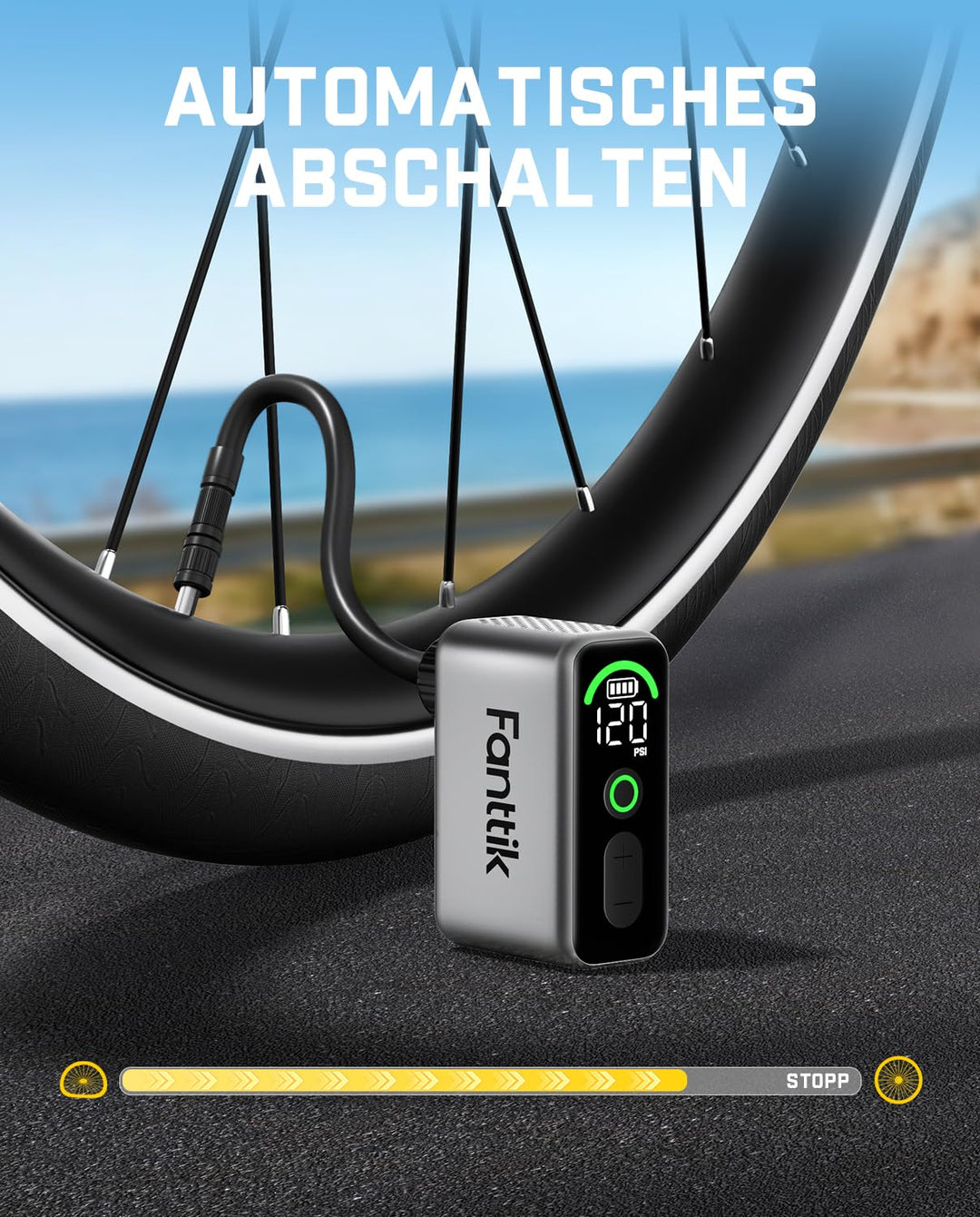 Mini Elektro-Fahrradpumpe mit LCD-Display 700c-Reifen in 22 Sek - Bild 4