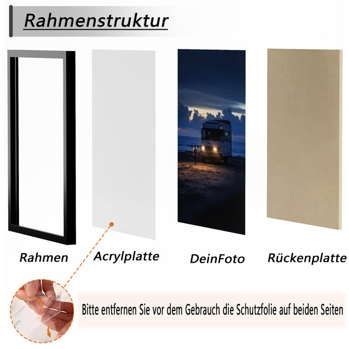 Bilderrahmen 50x70 cm Schwarz 3er-Set MDF mit Plexiglasscheibe - Bild 3
