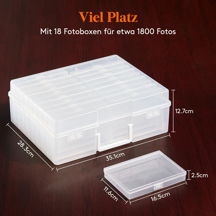 Foto-Aufbewahrungsbox transparent 18 Fächer für 10x15 cm Fotos, 2er-Set - Bild 2