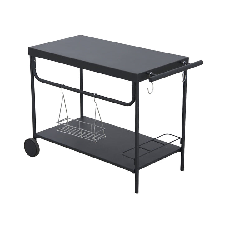 Grill-Serviertisch Stahl anthrazit mit Rollen 100x47x73 cm