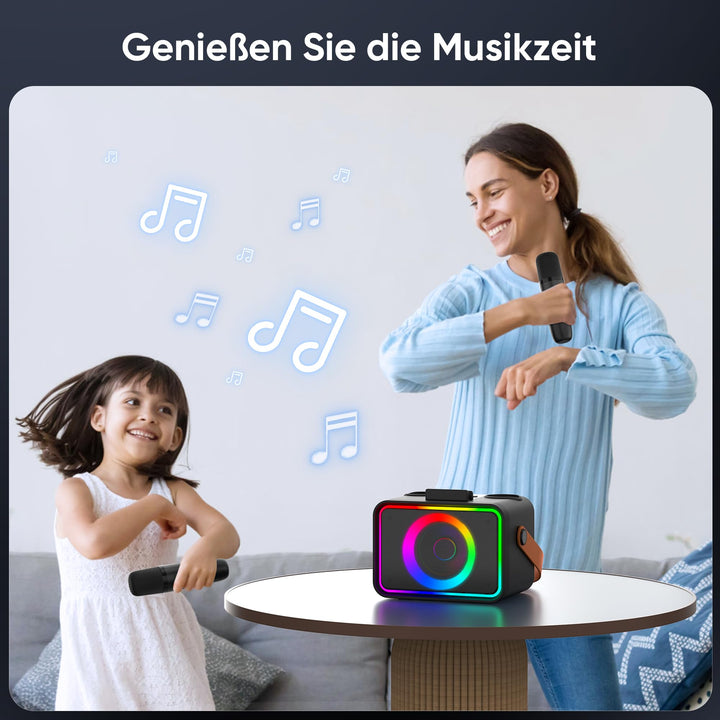 Karaoke Maschine mit 2 Mikrofonen Bluetooth 8W Lautsprecher - Bild 6