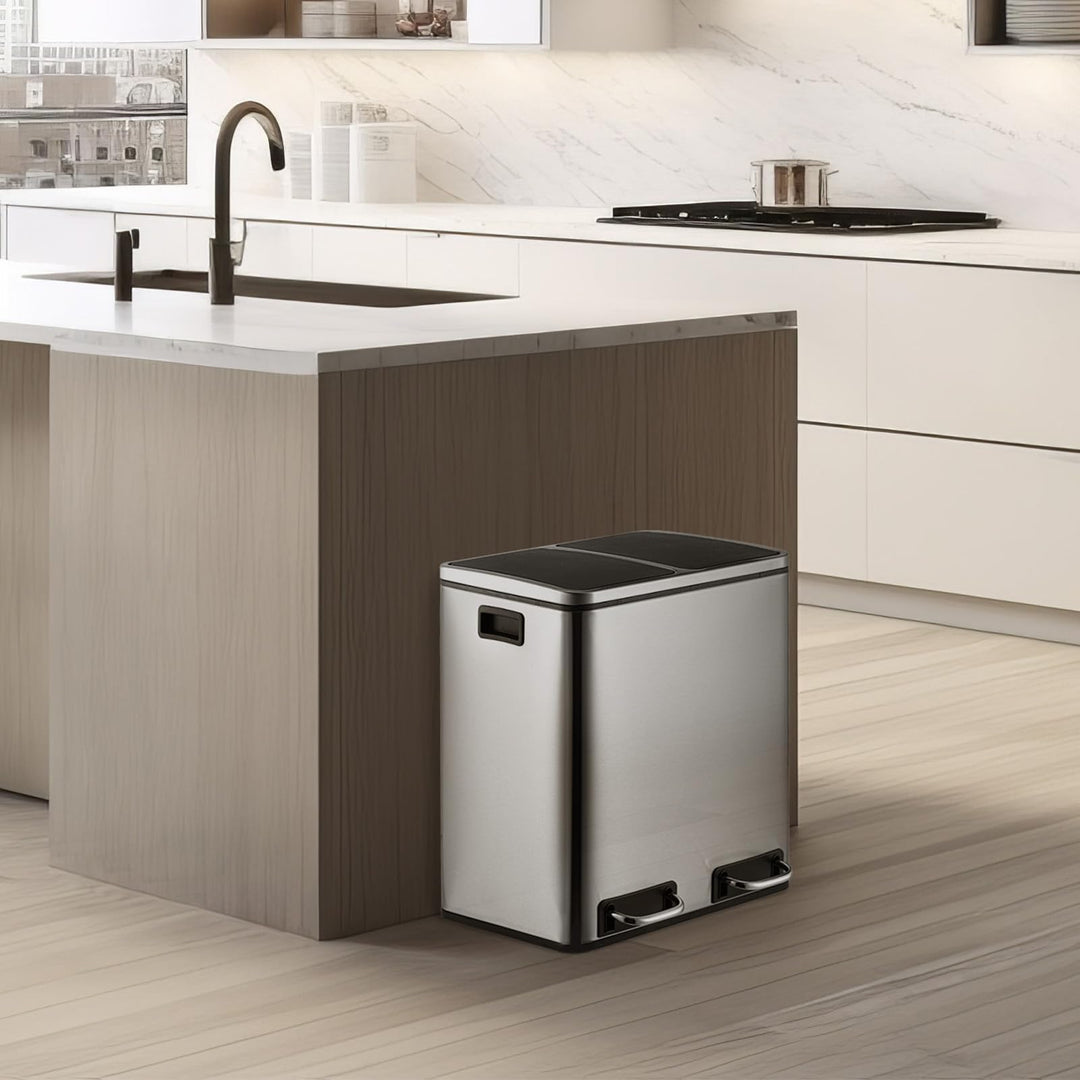 Mülleimer Doppelfach 30L Edelstahl Soft-Close Treteimer - Bild 8