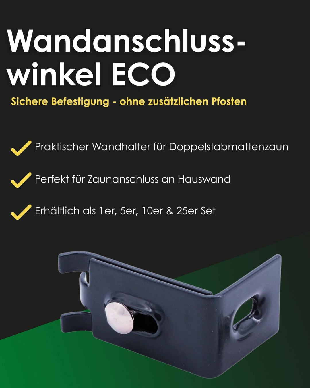 Wandanschlusswinkel Doppelstabmattenzaun Anthrazit 10er-Set - Bild 2