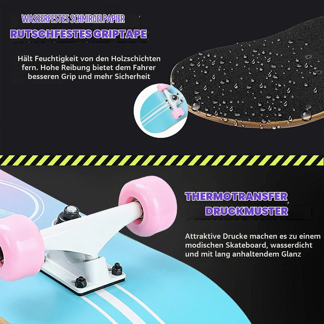 Skateboard 8-lagig Ahornholz 78,9x20,3 cm ABEC-11 für Anfänger - Bild 5