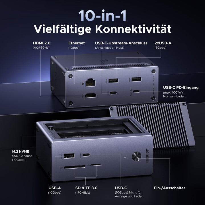 Docking Station 10-in-1 USB-C mit M.2 NVMe, 4K HDMI, 100W PD - Bild 2