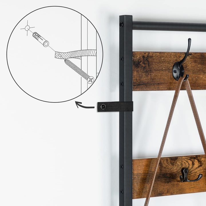 Garderobenständer mit Schuhregal 5 Ebenen Industrie-Design Flur - Bild 7