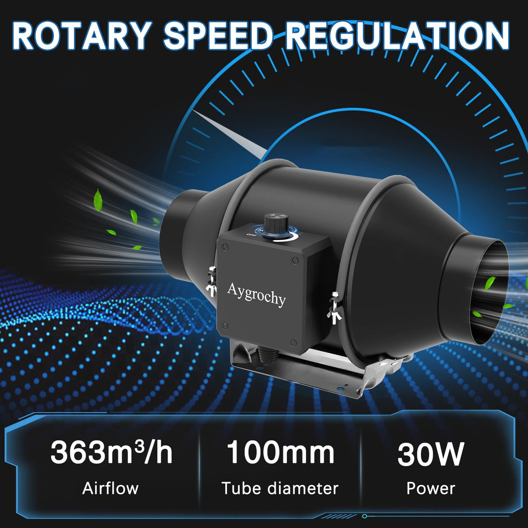 Rohrventilator 100mm regelbar EC-Motor 363 m³/h für Abluft - Bild 2