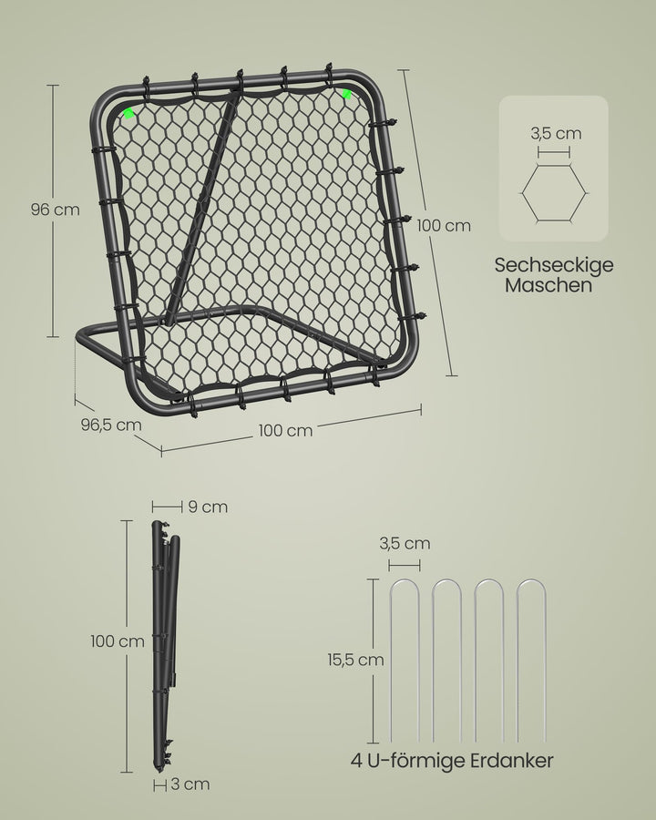 Fussball-Rebounder klappbar Stahl 7 Winkel für Garten und Park - Bild 4