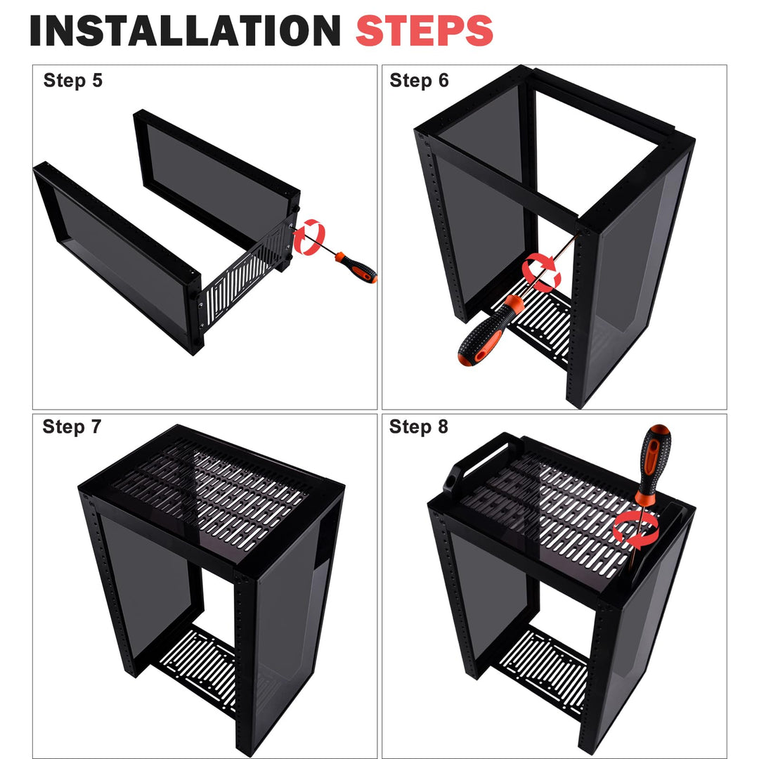 Mini-Serverschrank 8U 10 Zoll Aluminium mit Regalboden für NAS &amp; Netzwerk - Bild 9