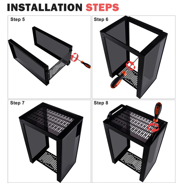 Mini-Serverschrank 8U 10 Zoll Aluminium mit Regalboden für NAS &amp; Netzwerk - Bild 9