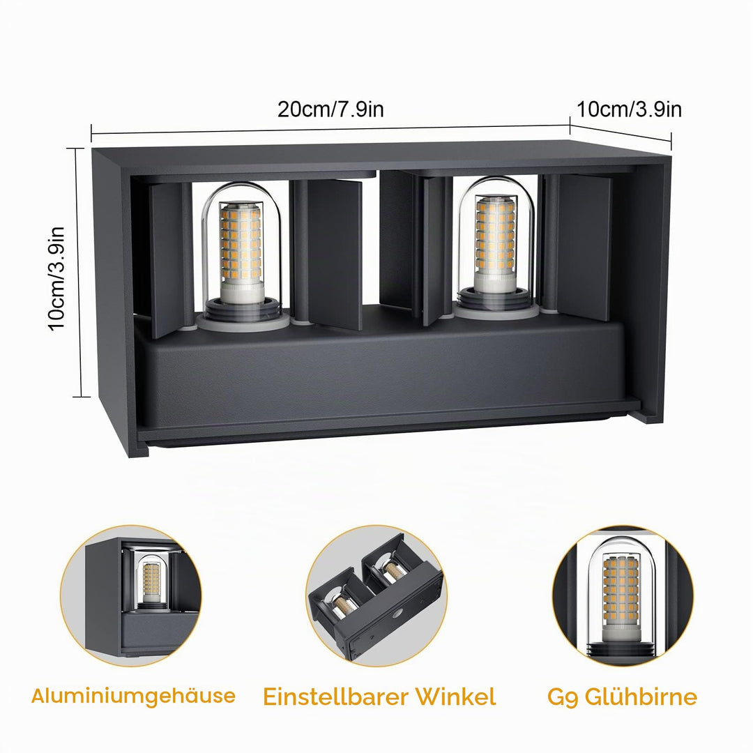Aussenlampe Wandleuchte Anthrazit G9 LED 18W einstellbarer Abstrahlwinkel - Bild 3