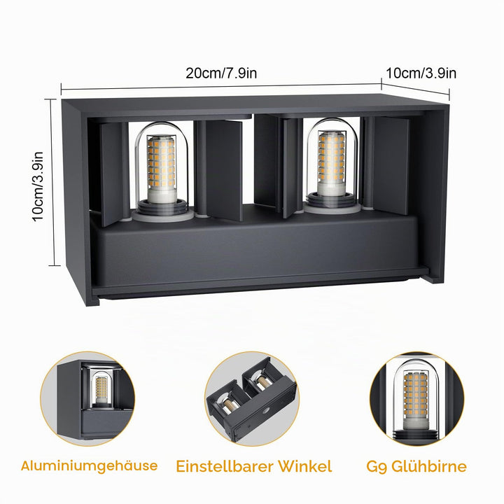 Aussenlampe Wandleuchte Anthrazit G9 LED 18W einstellbarer Abstrahlwinkel - Bild 3