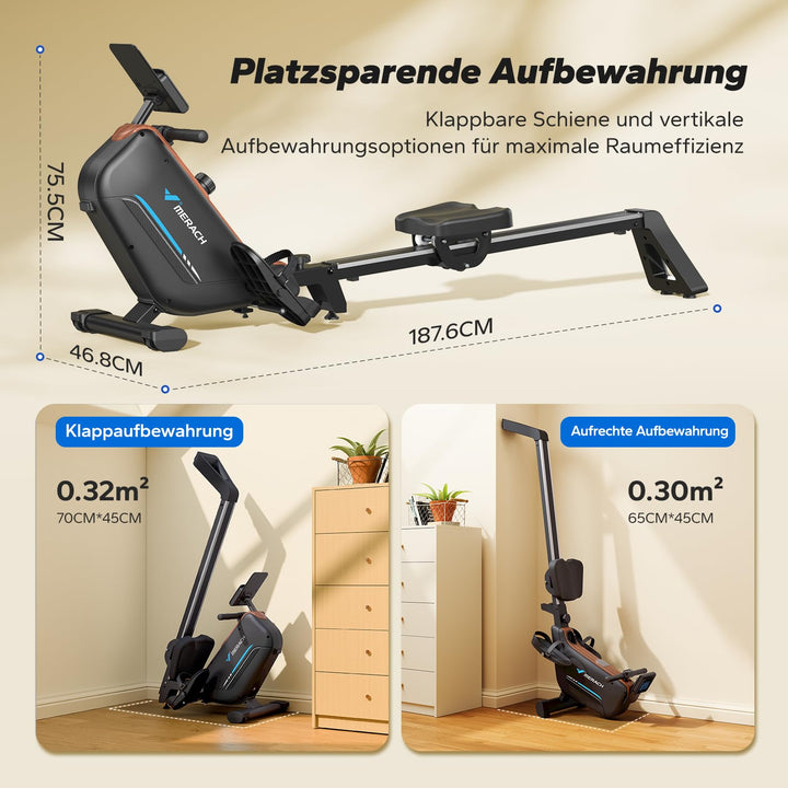 Magnetisches Rudergerät 16 Stufen 130cm Schiene klappbar fuer Zuhause - Bild 8