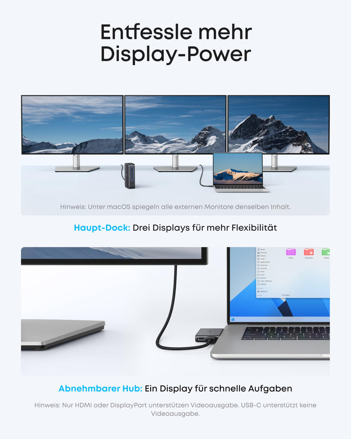 Laptop Dockingstation 13-in-1 Triple-Display USB-C mit abnehmbarem Hub - Bild 3