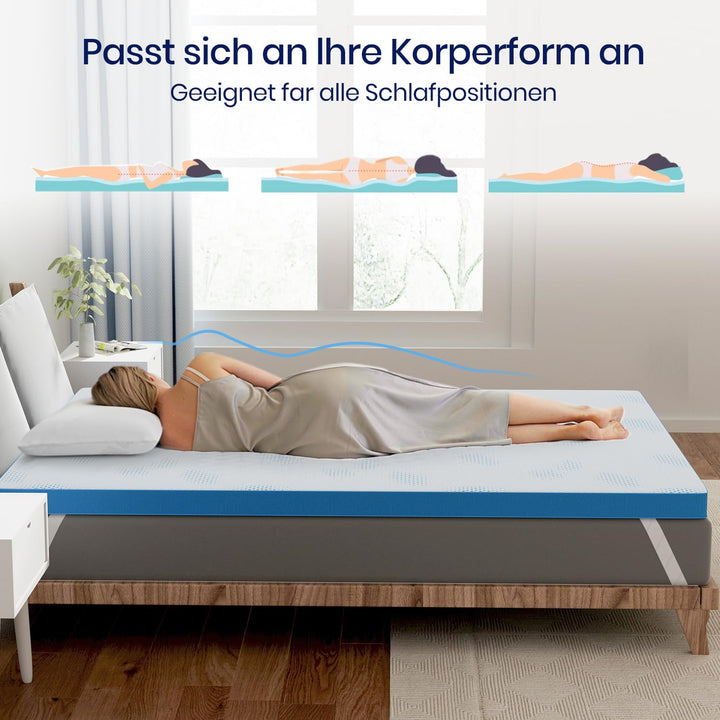 Matratzentopper Gelschaum 200x200cm 10cm H3/H4 Kaltschaum Öko-TEX - Bild 4