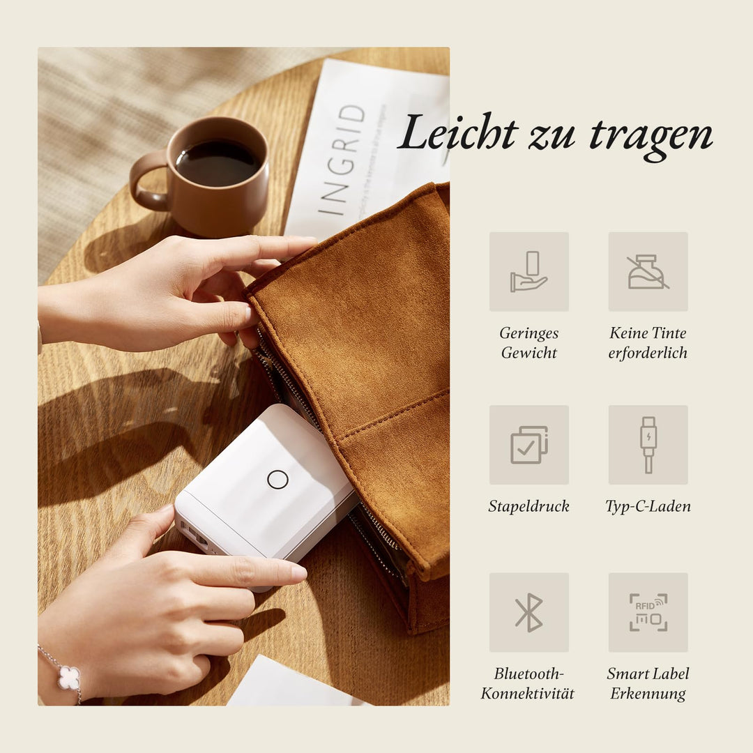 Etikettendrucker Mini Bluetooth mit 3 Etikettenrollen wasserfest - Bild 5