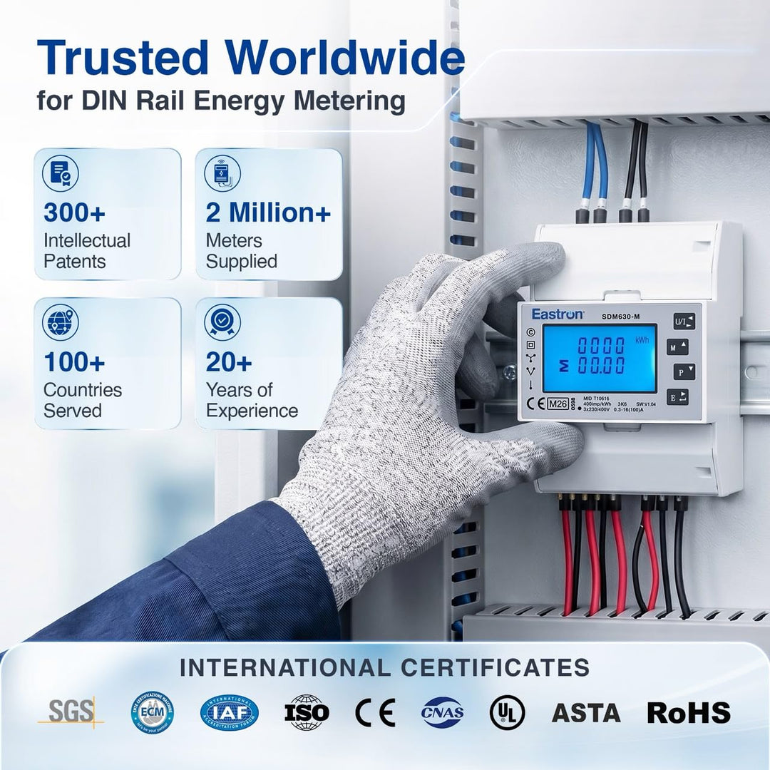 Stromzähler 3-phasig Hutschiene Modbus RS485 100A LCD-Display - Bild 4