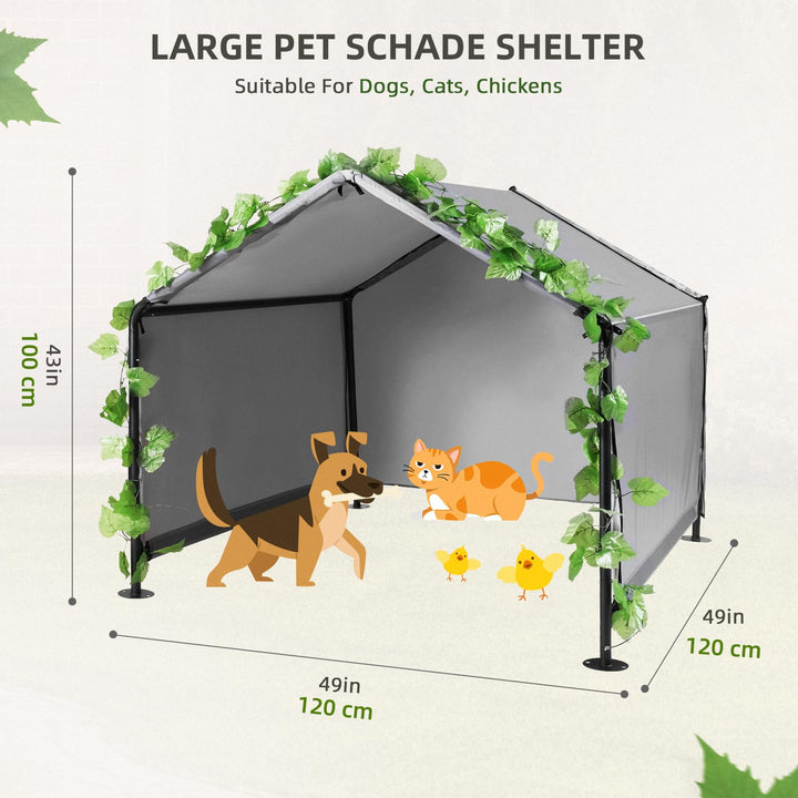 Hundehütte Outdoor 120x120x100cm Grau mit Sonnendach für grosse Hunde - Bild 2