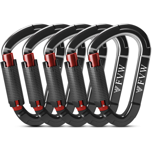 Kletterkarabiner Aluminium 25KN Auto-Lock 5er-Set für Camping