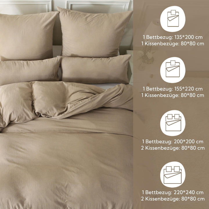 Musselin Bettwäsche 220x240 Baumwolle OEKO-TEX Kaffeebeige - Bild 6
