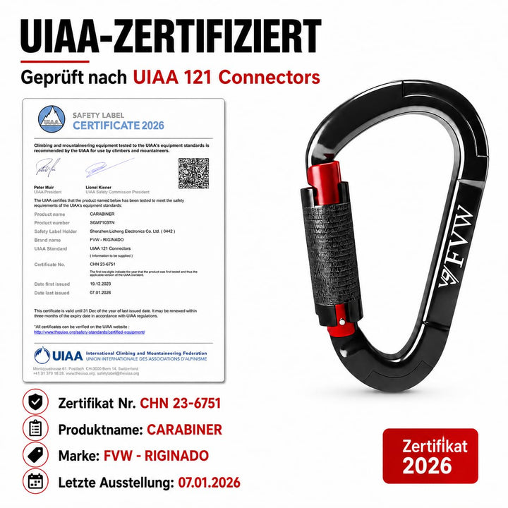 Kletterkarabiner Aluminium 25KN Auto-Lock 5er-Set für Camping - Bild 3