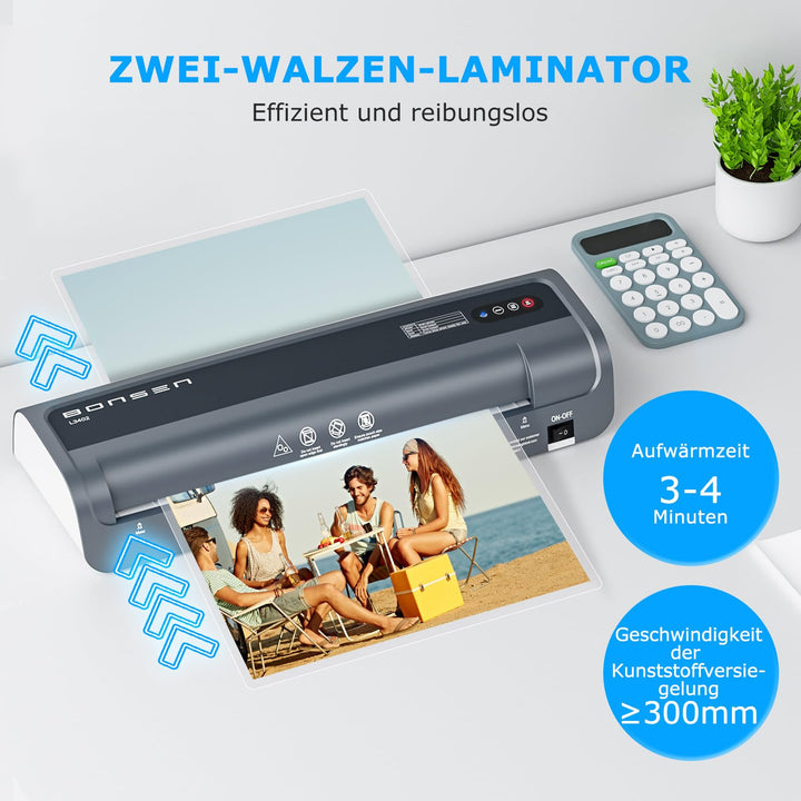 Laminiergerät A3 mit Anti-Klemm-Technologie, 3 Heizstufen, 100 Folien - Bild 6