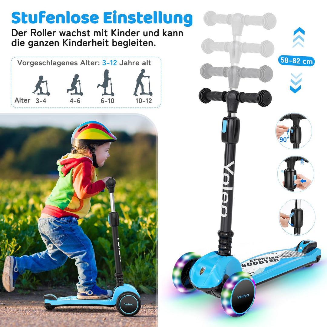 Dreirad-Scooter Kinder faltbar höhenverstellbar 58–82 cm ab 3 Jahre - Bild 2
