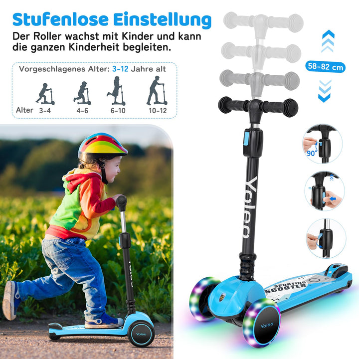 Dreirad-Scooter Kinder faltbar höhenverstellbar 58–82 cm ab 3 Jahre - Bild 2