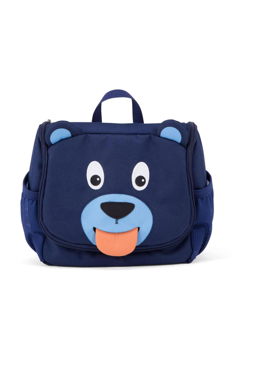 Kulturbeutel Kinder Bär Blau mit Spiegel und Zahnbürstenhalter
