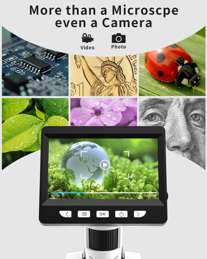 Digital-Mikroskop 4,3-Zoll LCD 50x-1000x mit 8 LED für Kinder &amp; Erwachsene - Bild 5