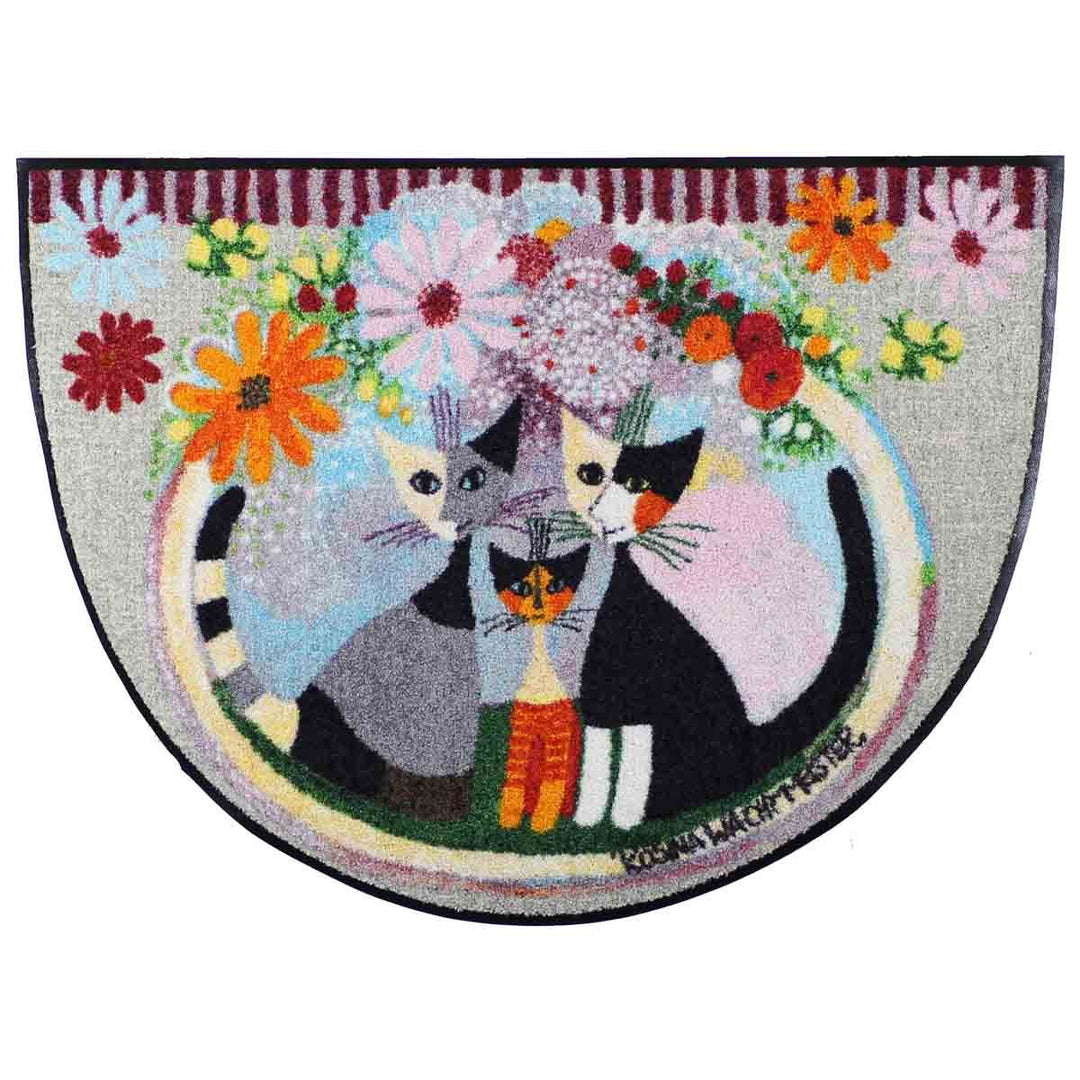 Fussmatte halbrund Katzen-Motiv Polyamid waschbar 60x85 cm