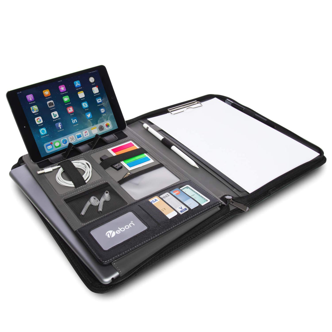 Schreibmappe A4 Kunstleder mit Laptopfach 13 Zoll und Reissverschluss