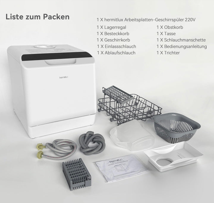 Mini Geschirrspüler 4 Gedecke 6 Programme Warmlufttrocknung - Bild 8