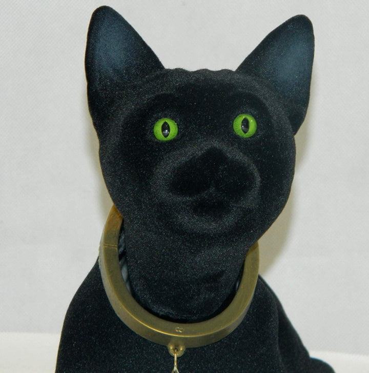 Wackelfigur Katze liegend Kunstoff samtartig schwarz 29 cm - Bild 6