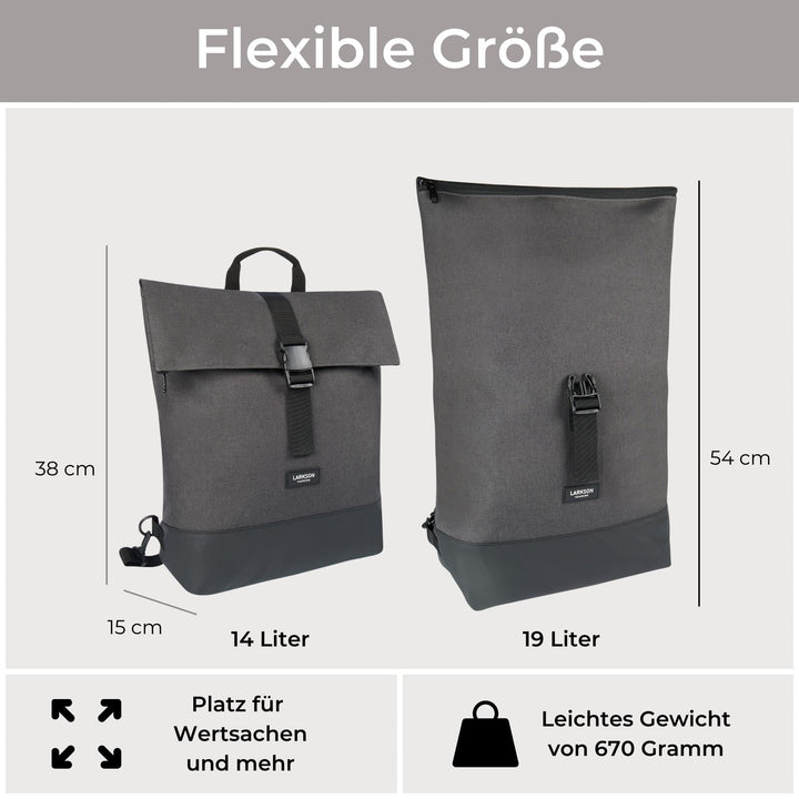 Fahrradtasche Gepäckträger 2-in-1 Rucksack 14-19L Laptopfach - Bild 5