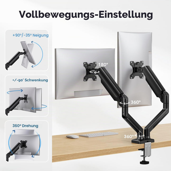 Dual Monitor Arm 2 Monitore 17-32 Zoll VESA 75/100 bis 10 kg - Bild 3