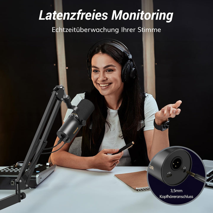 Dynamisches USB/XLR Mikrofon Set mit Gelenkarm für Podcast - Bild 6