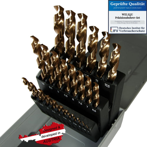 Metallbohrer Set HSS-E M35 Cobalt 25-teilig 1–13mm selbstzentrierend