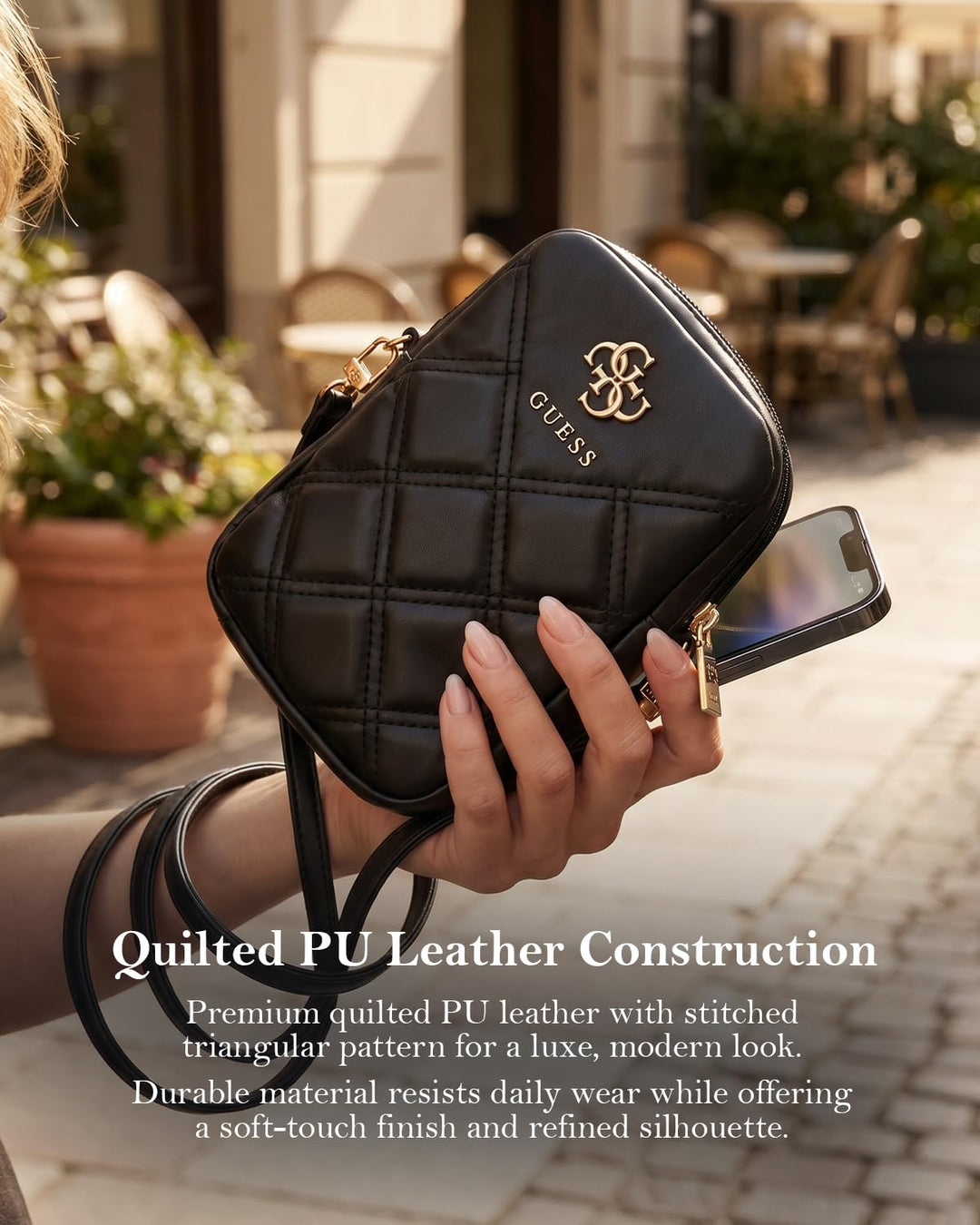 Handytasche Zip Quilted 4G Schwarz gesteppt mit Reissverschluss - Bild 7