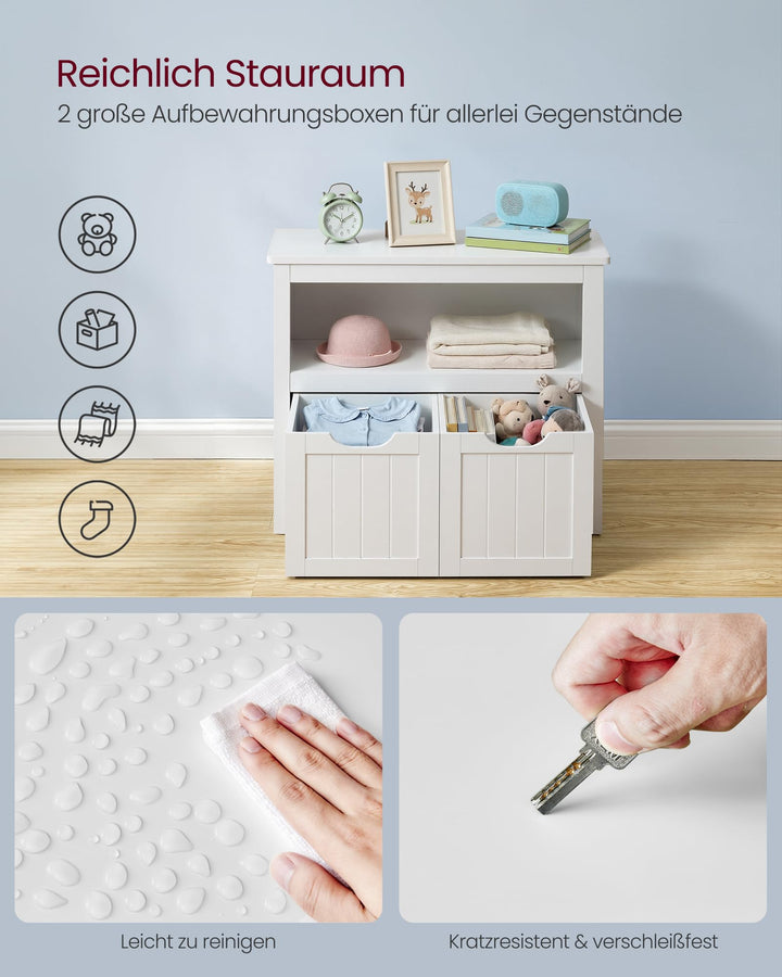 Kinderregal mit Rollboxen 72x60 cm Holz Weiss Spielzeugaufbewahrung - Bild 6