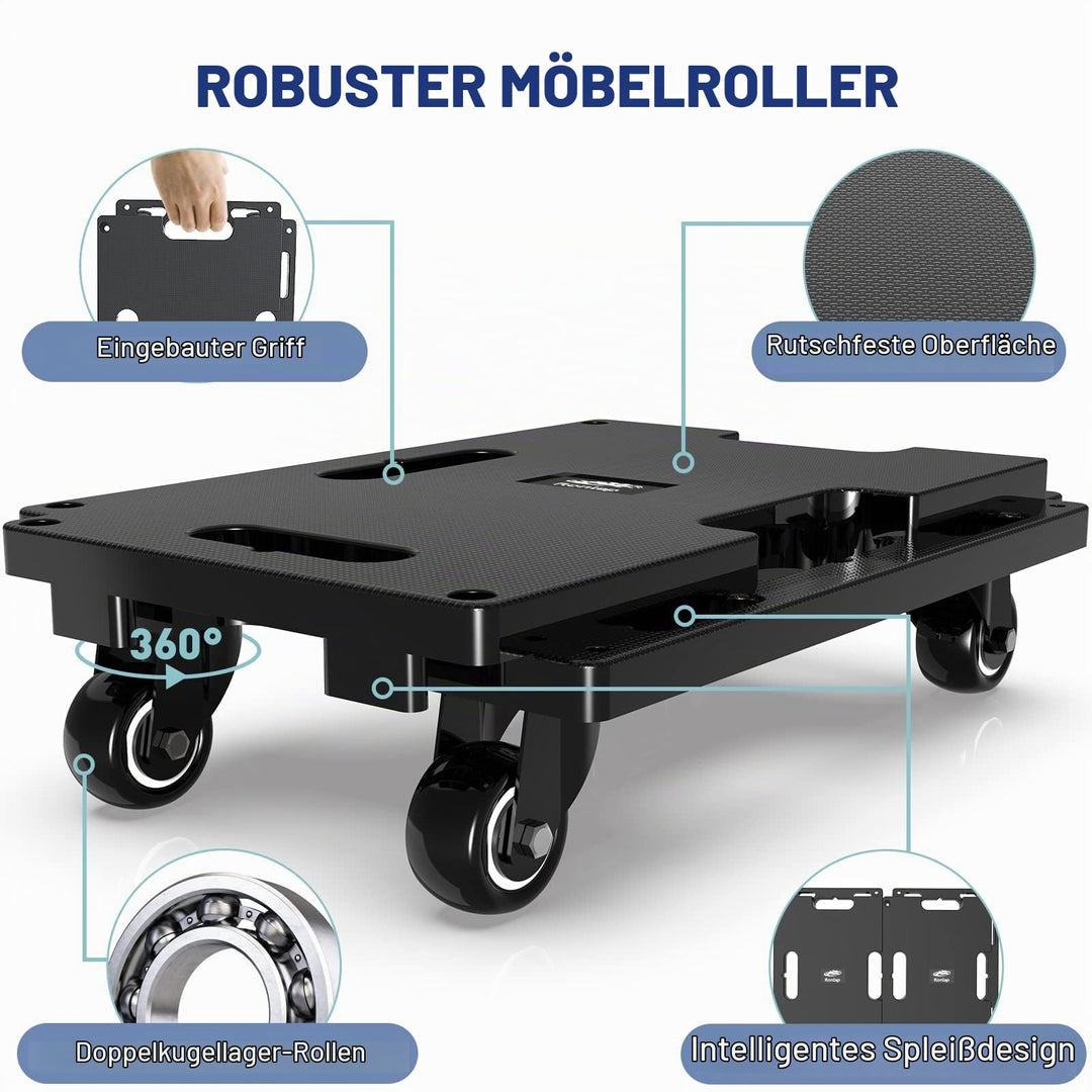 Transportroller Rollbrett 400 kg Tragkraft mit 360°-Rollen - Bild 2